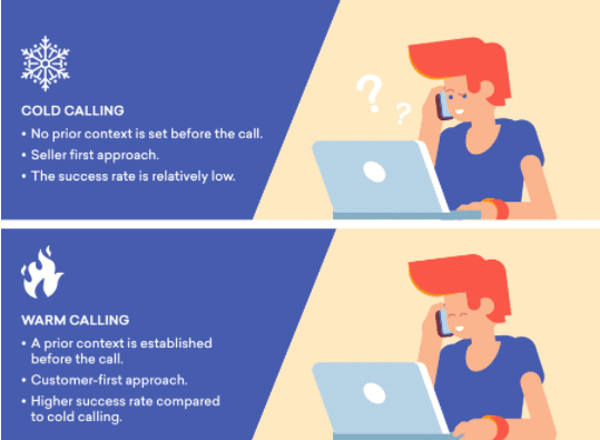 difference between cold calling and warm calling